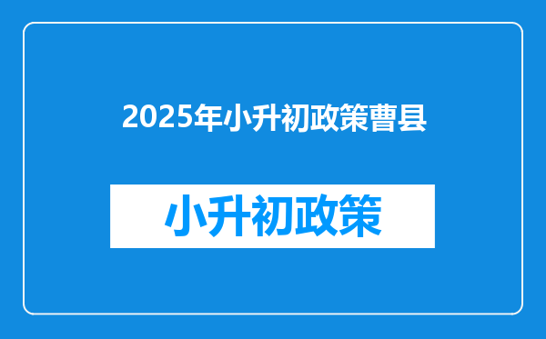2026年小升初政策曹县