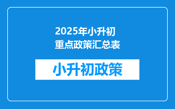 2026年小升初重点政策汇总表