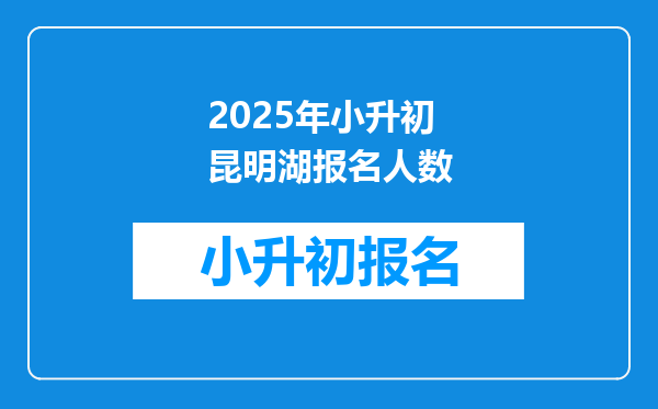 2026年小升初昆明湖报名人数