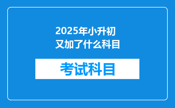 2025年小升初又加了什么科目