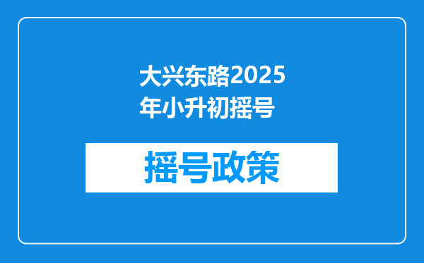大兴东路2025年小升初摇号