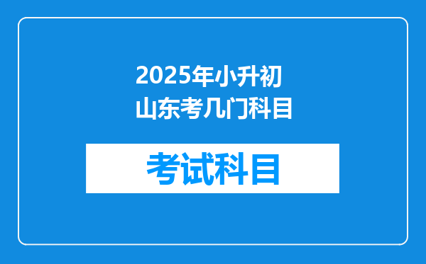 2025年小升初山东考几门科目