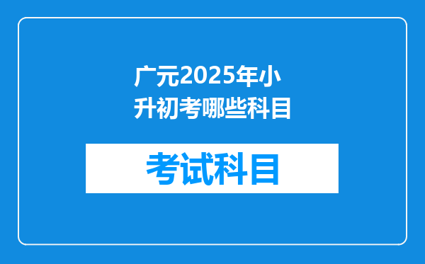 广元2025年小升初考哪些科目