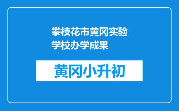 攀枝花市黄冈实验学校办学成果