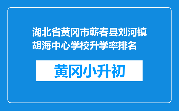 湖北省黄冈市蕲春县刘河镇胡海中心学校升学率排名