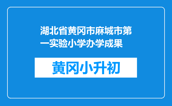 湖北省黄冈市麻城市第一实验小学办学成果
