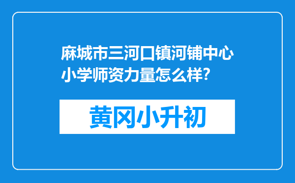 麻城市三河口镇河铺中心小学师资力量怎么样？