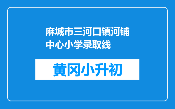 麻城市三河口镇河铺中心小学录取线