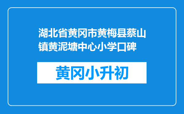 湖北省黄冈市黄梅县蔡山镇黄泥塘中心小学口碑