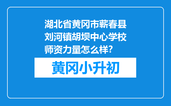 湖北省黄冈市蕲春县刘河镇胡坝中心学校师资力量怎么样？