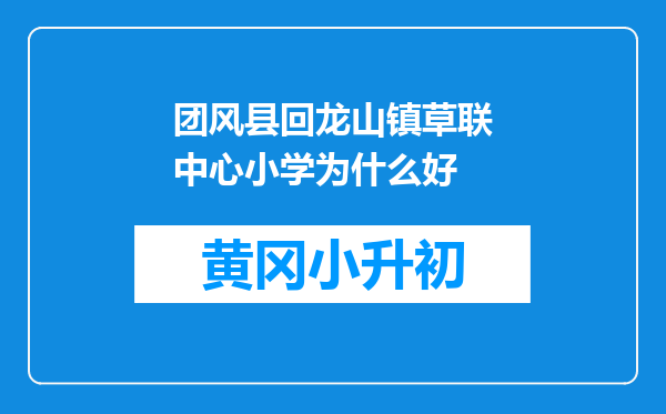团风县回龙山镇草联中心小学为什么好