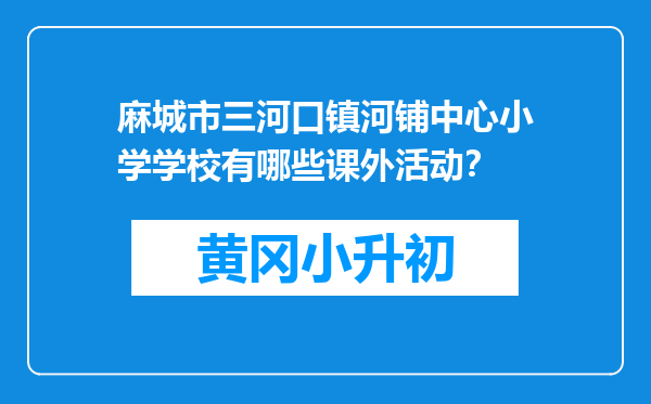 麻城市三河口镇河铺中心小学学校有哪些课外活动？