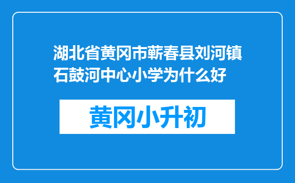 湖北省黄冈市蕲春县刘河镇石鼓河中心小学为什么好