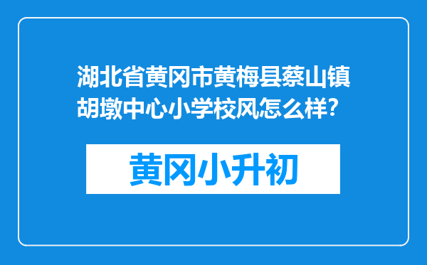 湖北省黄冈市黄梅县蔡山镇胡墩中心小学校风怎么样？
