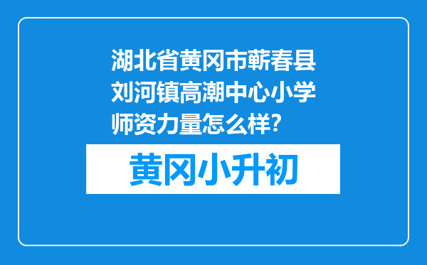 湖北省黄冈市蕲春县刘河镇高潮中心小学师资力量怎么样？