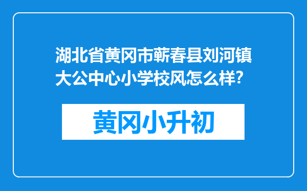 湖北省黄冈市蕲春县刘河镇大公中心小学校风怎么样？