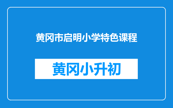 黄冈市启明小学特色课程