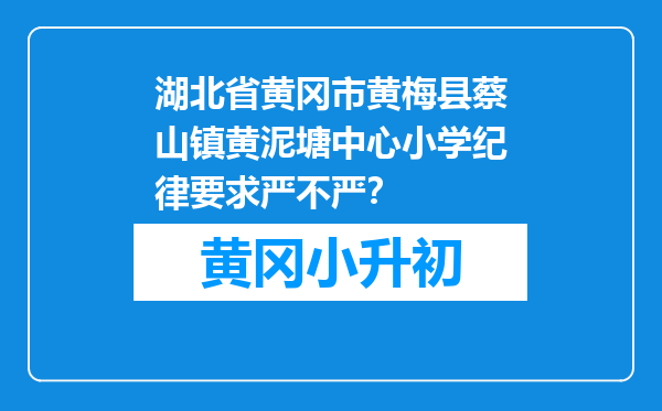 湖北省黄冈市黄梅县蔡山镇黄泥塘中心小学纪律要求严不严？
