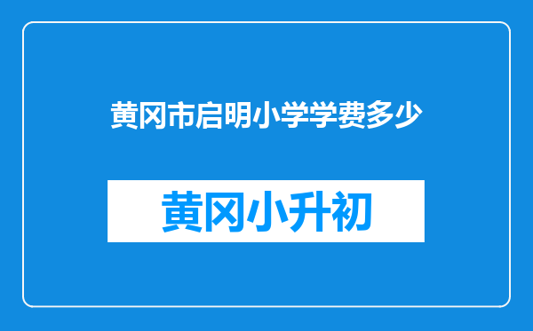 黄冈市启明小学学费多少