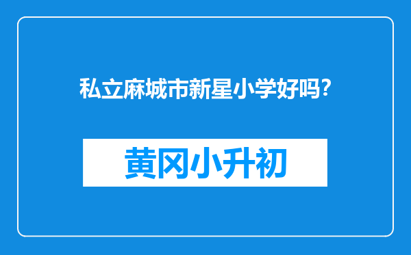 私立麻城市新星小学好吗？