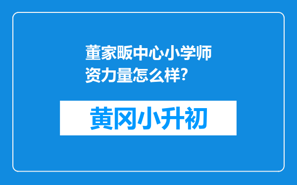 董家畈中心小学师资力量怎么样？
