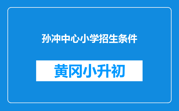 孙冲中心小学招生条件
