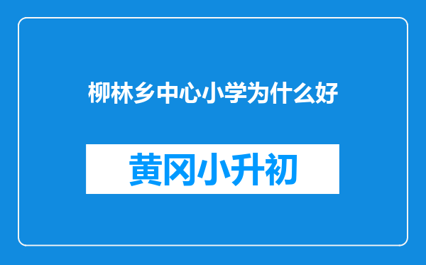 柳林乡中心小学为什么好