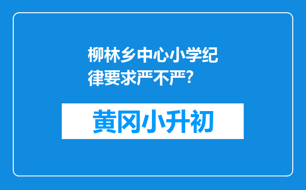 柳林乡中心小学纪律要求严不严？