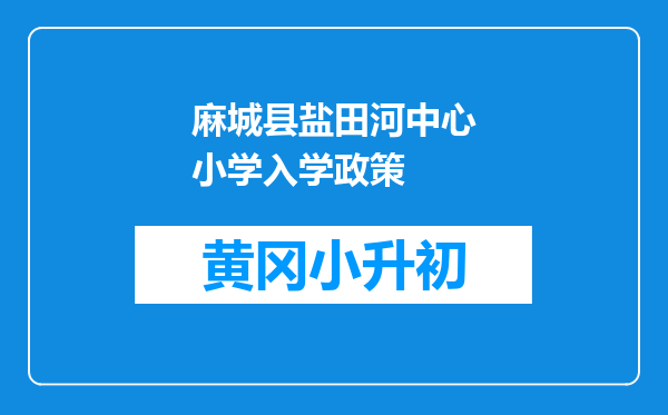 麻城县盐田河中心小学入学政策