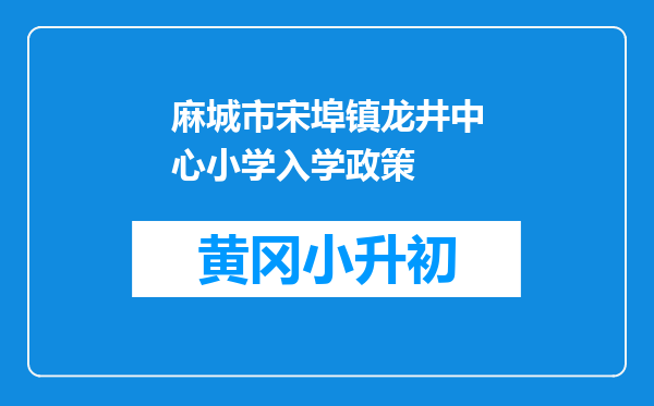 麻城市宋埠镇龙井中心小学入学政策