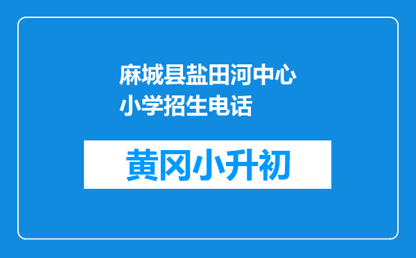 麻城县盐田河中心小学招生电话