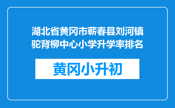湖北省黄冈市蕲春县刘河镇驼背柳中心小学升学率排名