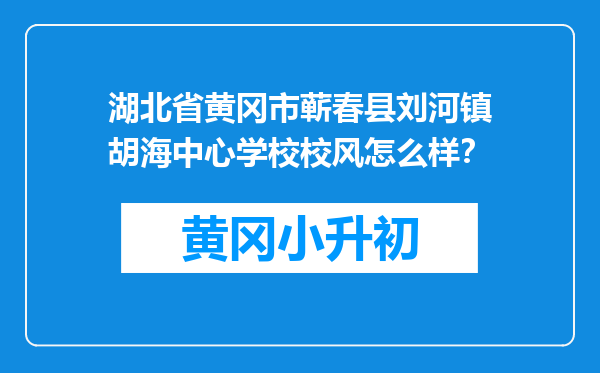 湖北省黄冈市蕲春县刘河镇胡海中心学校校风怎么样？