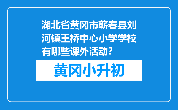 湖北省黄冈市蕲春县刘河镇王桥中心小学学校有哪些课外活动？