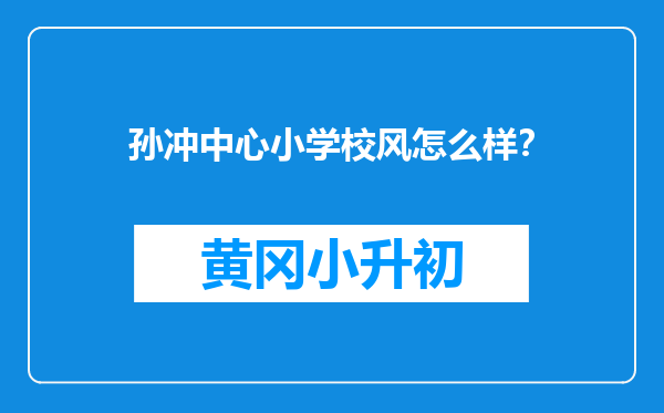 孙冲中心小学校风怎么样？