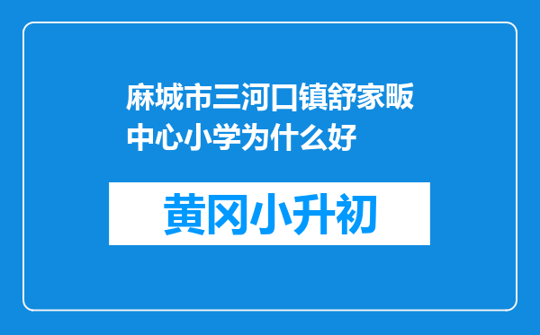 麻城市三河口镇舒家畈中心小学为什么好