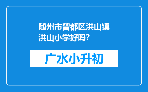 随州市曾都区洪山镇洪山小学好吗？