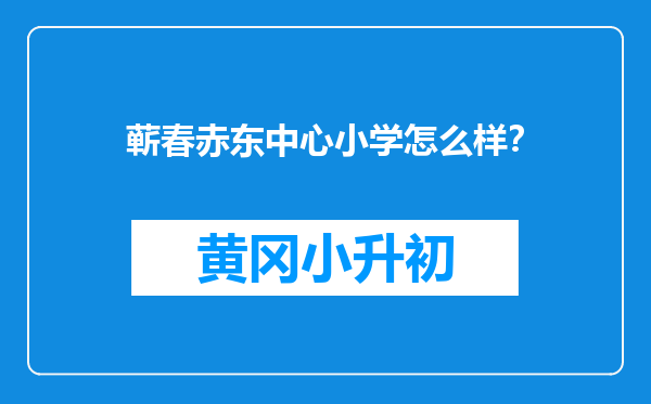 蕲春赤东中心小学怎么样？