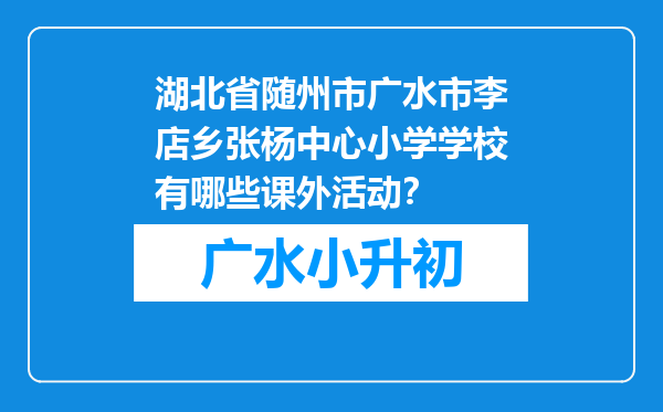 湖北省随州市广水市李店乡张杨中心小学学校有哪些课外活动？