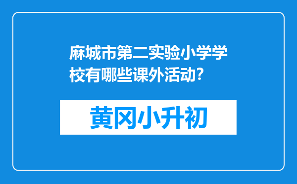 麻城市第二实验小学学校有哪些课外活动？