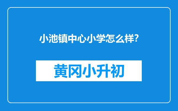 小池镇中心小学怎么样？