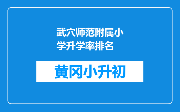 武穴师范附属小学升学率排名