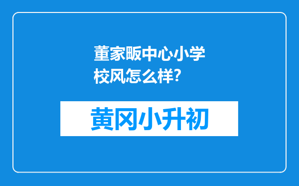董家畈中心小学校风怎么样？