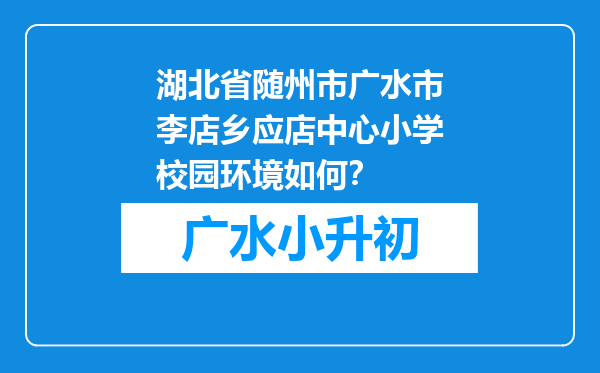 湖北省随州市广水市李店乡应店中心小学校园环境如何？