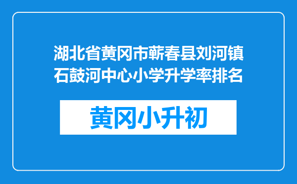 湖北省黄冈市蕲春县刘河镇石鼓河中心小学升学率排名