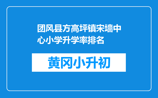 团风县方高坪镇宋墙中心小学升学率排名