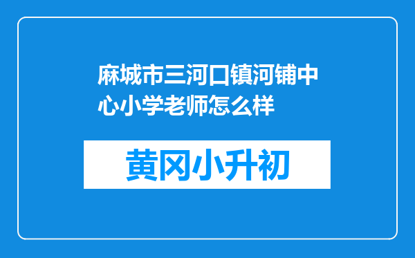 麻城市三河口镇河铺中心小学老师怎么样