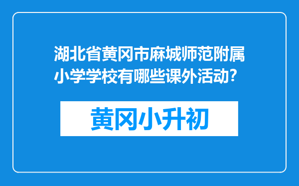 湖北省黄冈市麻城师范附属小学学校有哪些课外活动？