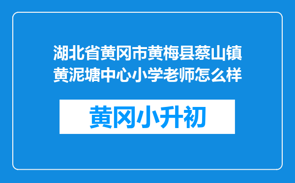 湖北省黄冈市黄梅县蔡山镇黄泥塘中心小学老师怎么样