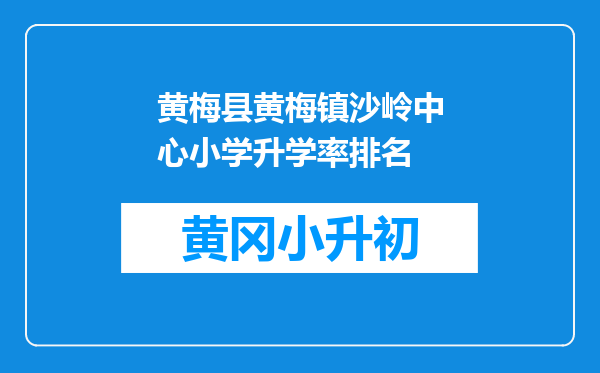 黄梅县黄梅镇沙岭中心小学升学率排名